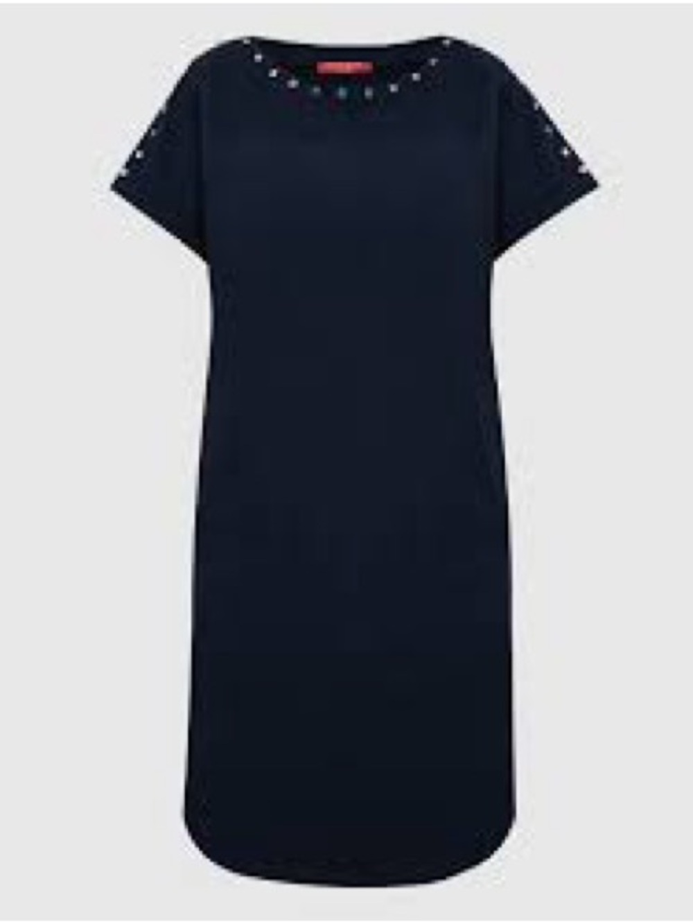 Marina Sport by Marina Rinaldi Studded Jersey Shift Dress Navy Blue Pockets
